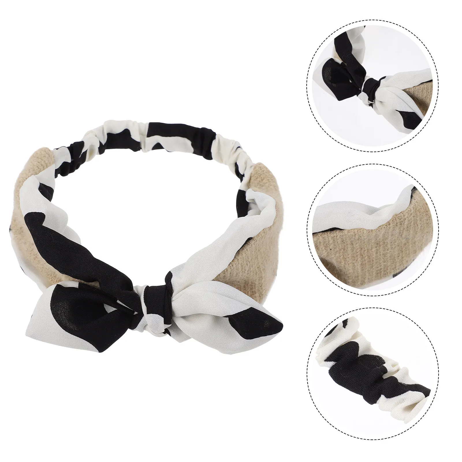 

1Pcs Rabbit Hair Bow Headband Cross Bowknot Design Fashionable Sweet Women Headband for Wedding Work Study Spa Makeup Daily Wear