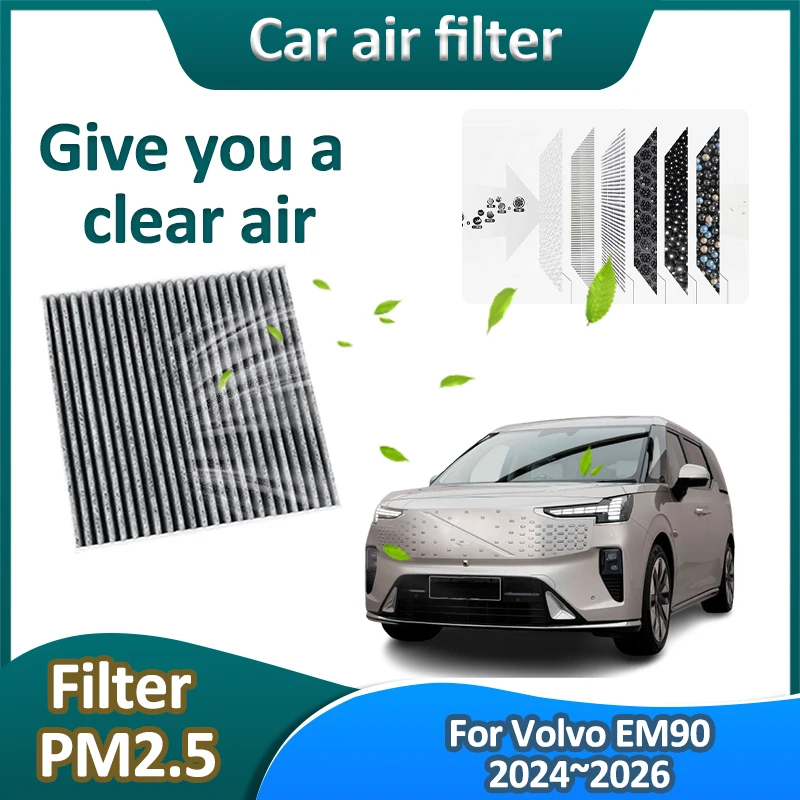 Air Conditioning Filter For Volvo EM90 2024 2025 2026 Breathe Freshener Pollen Cabin Purifier Remove Dust PM2.5 Cars Accessories