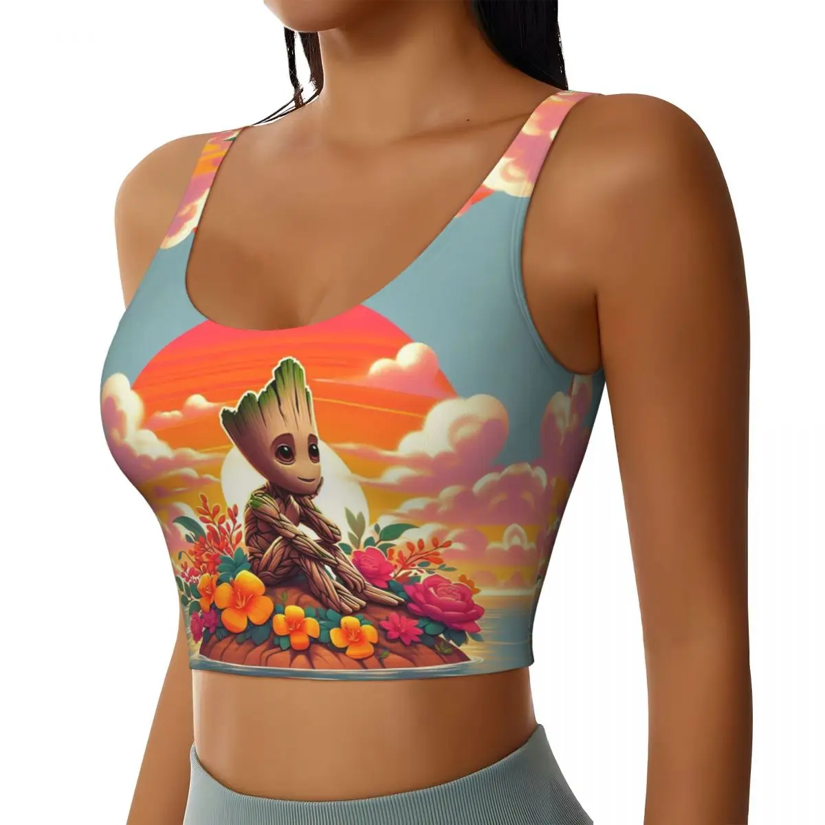 Custom Groot Character High Impact Sportbeha 'S Vrouwen Naadloze Workout Running Crop Tank Tops