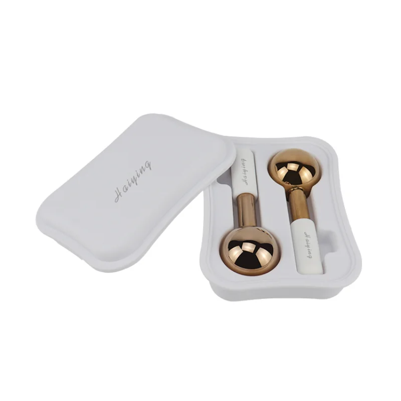 

Skin Hockey Roller Rose Gold Cooling Facial Ice Ball Beauty Roller Stainless Steel Miracle Metal Cold Therapy Handheld