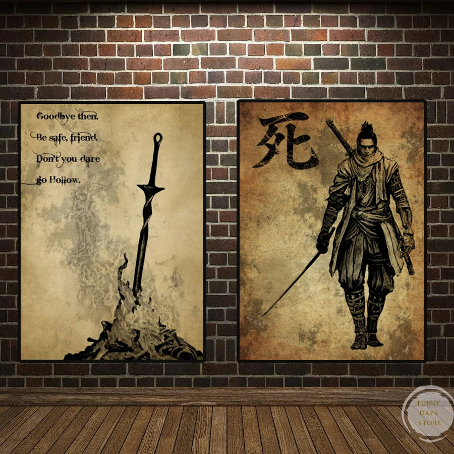 Japanese Samurai Canvas Painting Wall Art Bushido Samurai Sword Posters Print Wall Pictures for Living Room Home Decoration