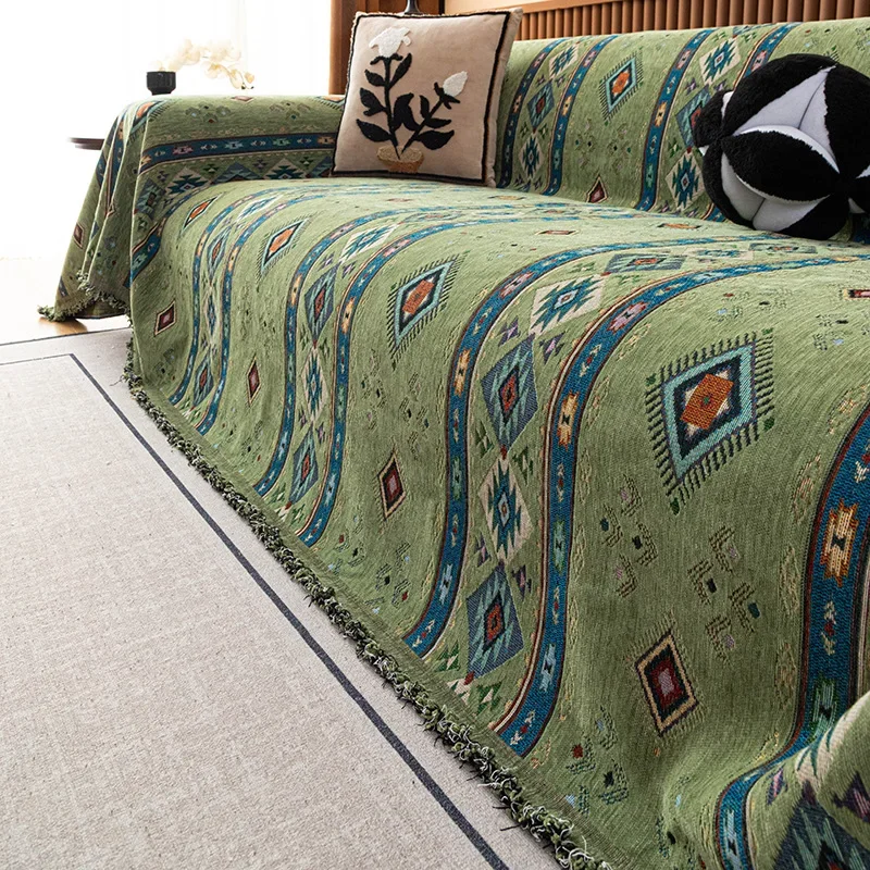 Vintage Chenille Jacquard Sofa Towel Full Coverage Anti Slip Cat Scratch Sofa Cover Soft Skin Friendly Sofa Blanket Nap Blankets