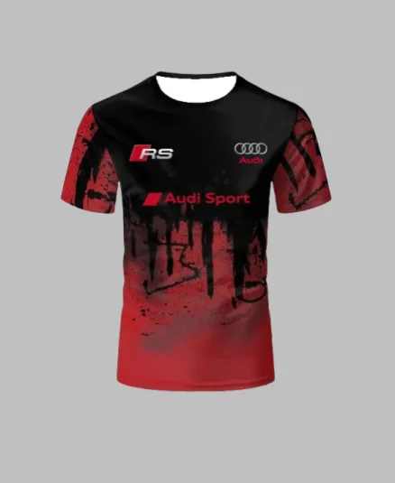 Sommerliches Audi Fashion Racing T-Shirt mit Motorradmuster, bedruckt, kurzärmelig, für Herren und Damen, Sport-Oberteil für Erwachsene