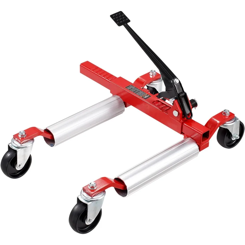 

Car Wheel Dolly for Heavy-Duty Vehicle Positioning, Single Piece with Ratcheting Foot Pedal and Ratchet Tire Support