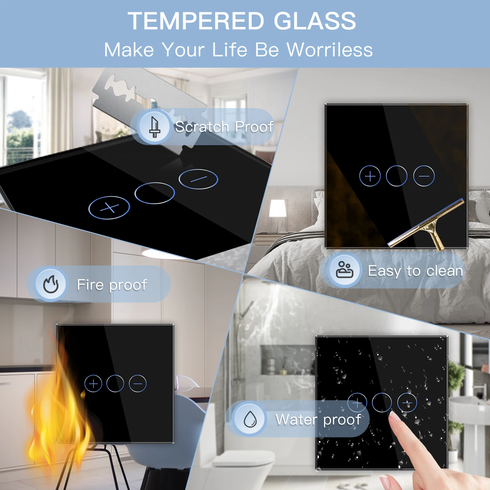 Bseed Dimmer Series EU Standard Dimmable Touch Switches Glass Panel 5V 2.1A USB Phone Charge EU Sockets LED Dimmer Wall Switches