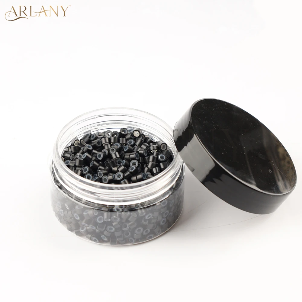 ARLANY 1000Pcs 4.5mm Hair Extension Beads Silicone Lined Ring Micro Link I-tip Weft Sew in Extensions Hair Tinsel Beads