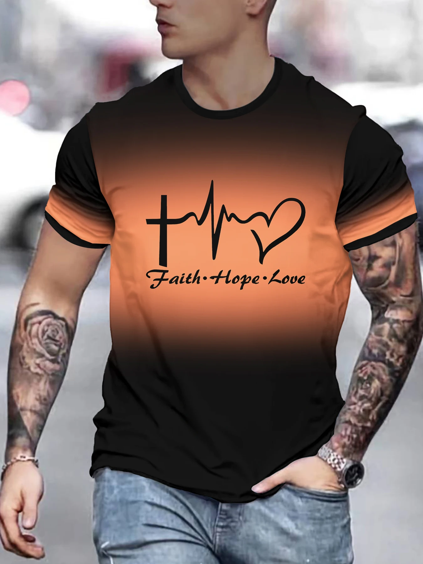 

Men's 3D Digital Printed Casual T-Shirt, Fashionable and Breathable Top