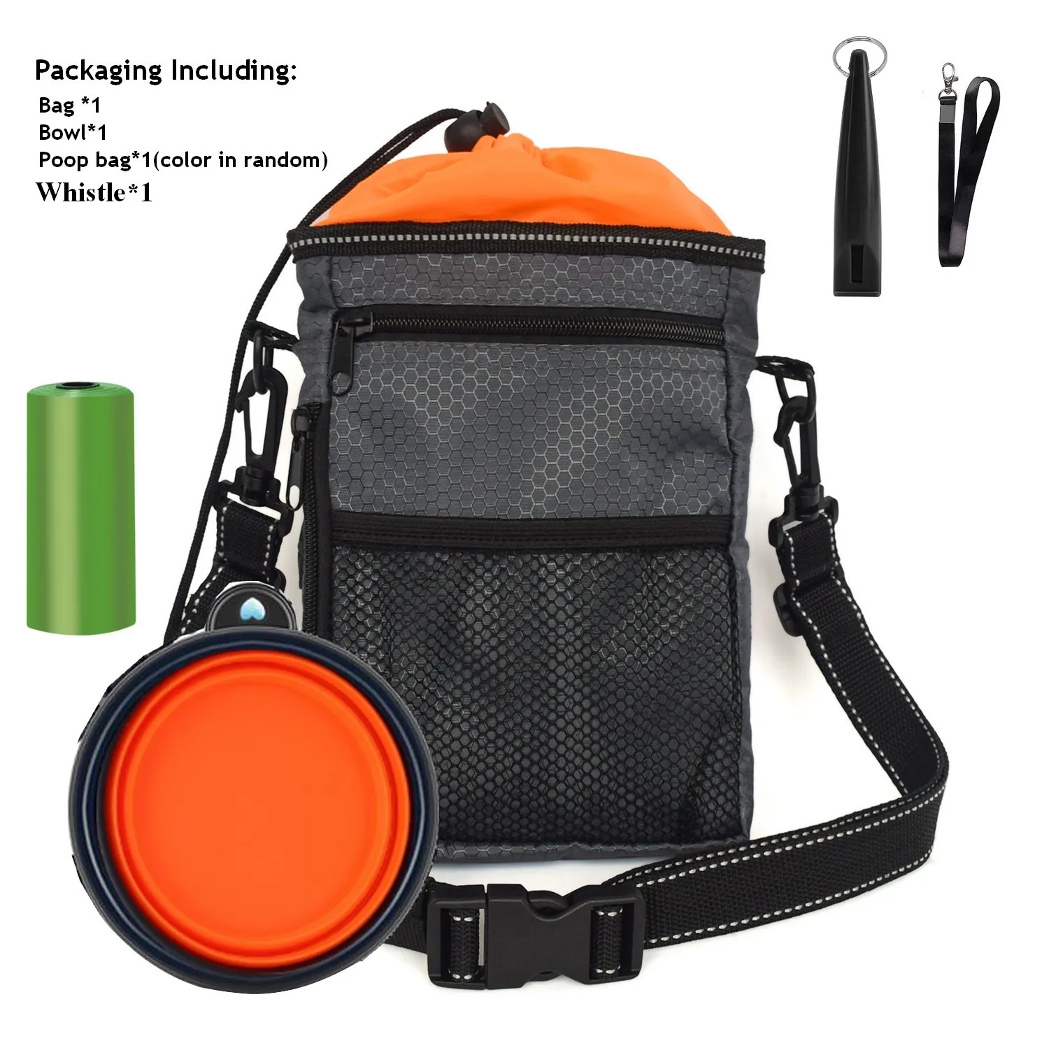 Portable Pet Treat Bag Food Holder Adjustable Waist Belt Garbage Snack Pouch Folding Bowl Multi-function Outdoor Dog Training