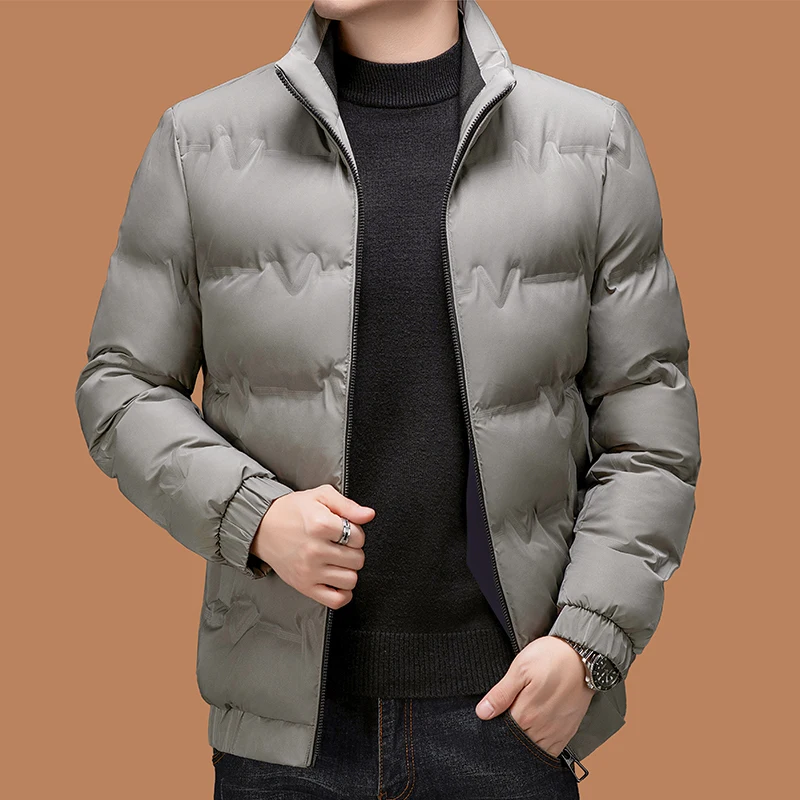 Men\'s Business Stand Up Collar Jacket 2024 Autumn/Winter New Windproof Warm Cotton Jacket Casual Fashion Middle Aged Men\'s Wear