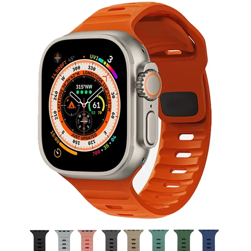 Soft Silicone Strap For Apple Watch Band Ultra 49mm 44mm 45mm 42mm 41mm 42mm 46mm sport Watchband iwatch Series 10 9 8 7 6 5 se