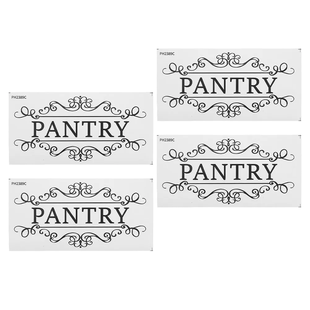 4Pcs Pantry Sign Sticker Self Adhesive Peel Stick Wall Decal for Pantry Door Utility Room Rustic Vintage Style Home Office