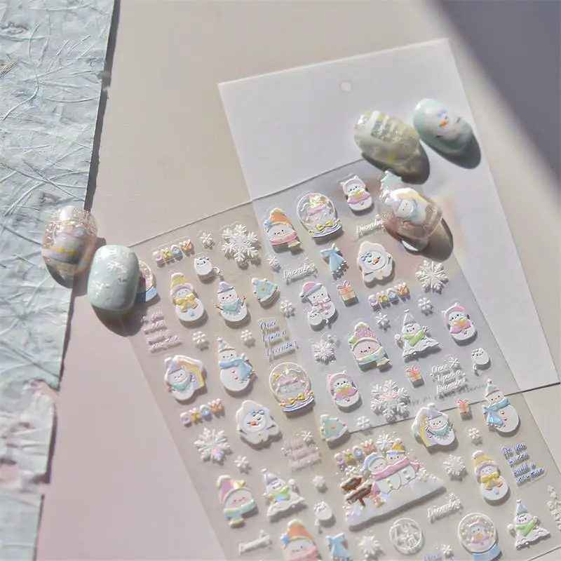 لطيف سانتا كلوز كريستال الكرة ندفة الثلج ثلج شجرة عيد الميلاد القوس مسمار الفن طباعة ملصقات الحلو مانيكير الشارات مسمار ديكور هدية #5