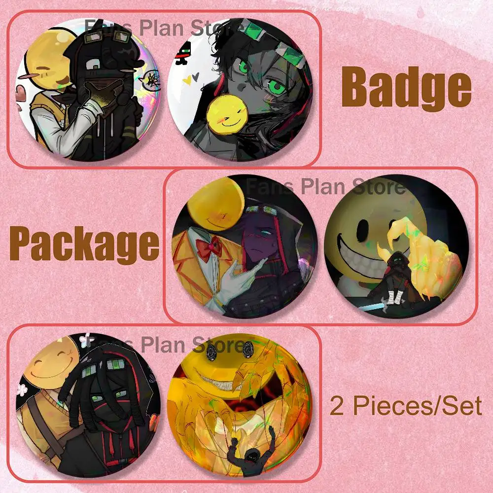 Verity x Mob Brooches For Backpack Accessories 25,32,44,58,75mm Round Enamel Pins 2-piece Set Cartoon Anime Badge
