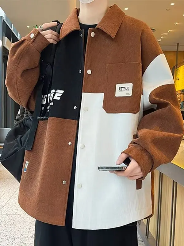 

Мужская рубашка свободного кроя большого размера с воротником, весна-осень 2025, новая, в американском стиле, повседневная, для полных мужчин, модный бренд