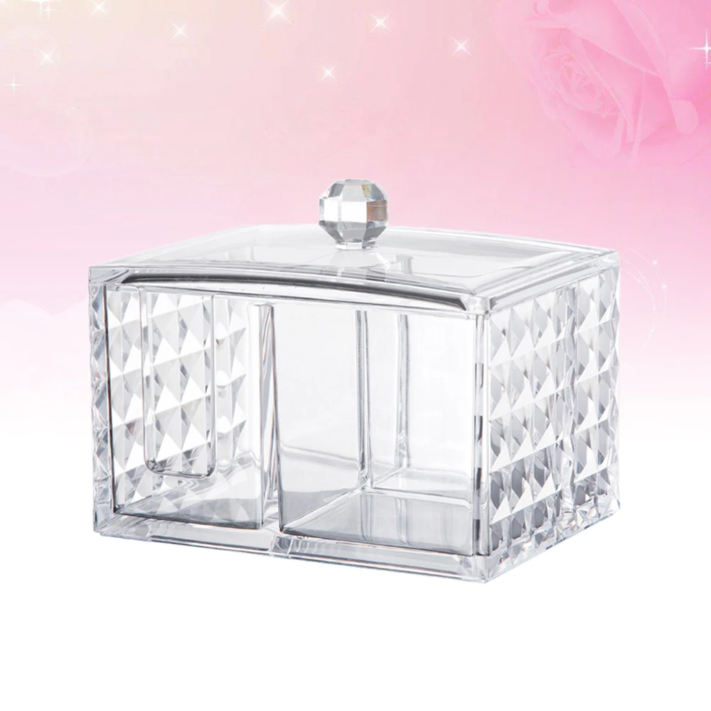 

Multifunctional Cosmetics Storage Box Creative Diamond Pattern Transparent Acrylic Home Desktop Storage Box Cotton Swab Box