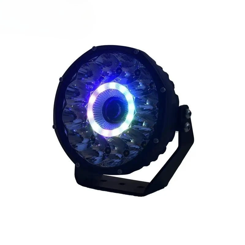 7 Inch Round LED Spotlight RGB Halo Off Road Driving Light with U Mounting Bracket for Truck SUV 4x4