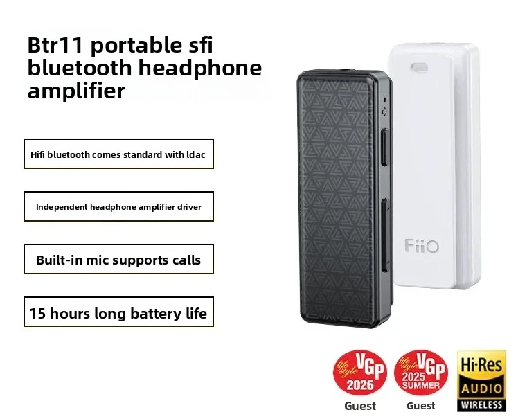 FiiO BTR11 Bluetooth 5.3 Audio Receiver LDAC Lossless HiFi Wireless Headphone Amp Car AUX Adapter Portable 3.5mm Audio Dongle