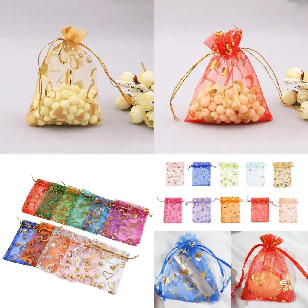 

652F Set of 100 Gift Bag for Parties and Weddings Elegant Drawstring Pouches Jewelry Packaging Solution Weddings Supplies