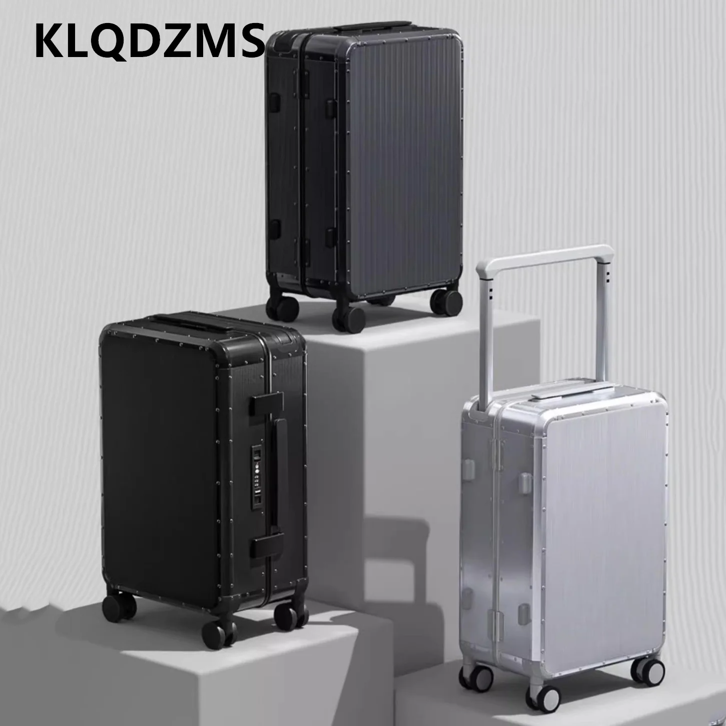 KLQDZMS Travel Suitcase All Aluminum Magnesium Alloy Boarding Box Men's Business Trolley Case 20
