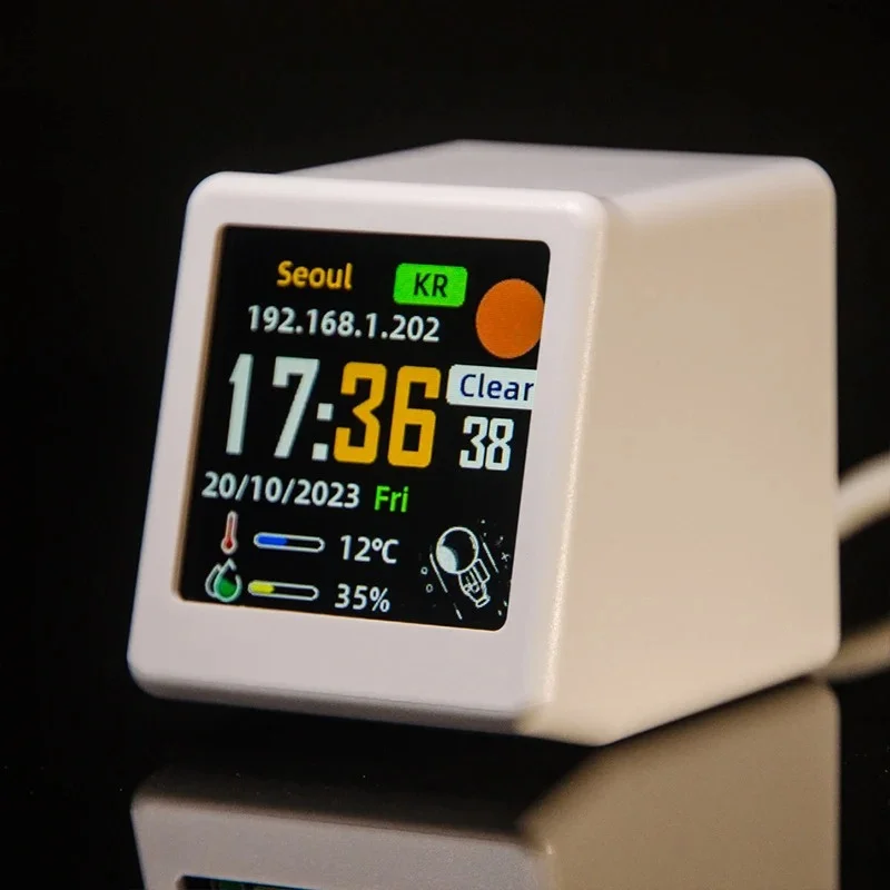 Small Portable Smart Wifi Weather Station Display Weather Temperature Humidity Time Alarm Clock Desktop Decoration