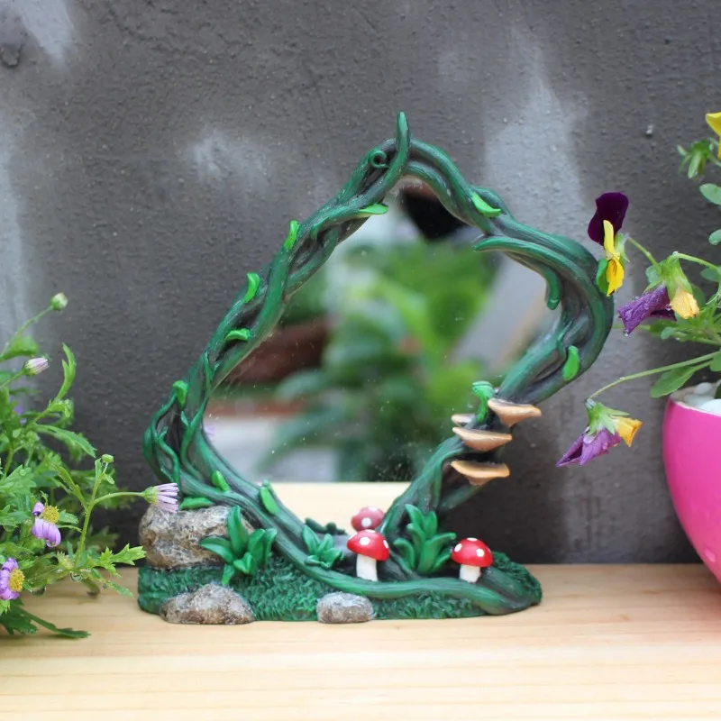 Handmade Resin Vine Square Makeup Mirror Elegant Vanity Table Decor with Natural Tree Vine Design Perfect Housewarming Gift