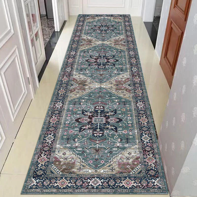 VIKAMA Crystal Velvet Soft And Non-Slip Vintage Boho Persian Carpet Laundry Room Hallway Kitchen Living Room Bedroom Mat