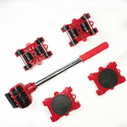 5 Pcs Set Dropshipping Meubilair Mover Set Meubelen Mover Tool Vervoer Lifter Zware Voeders Moving Wiel Roller Bar Handgereedschap