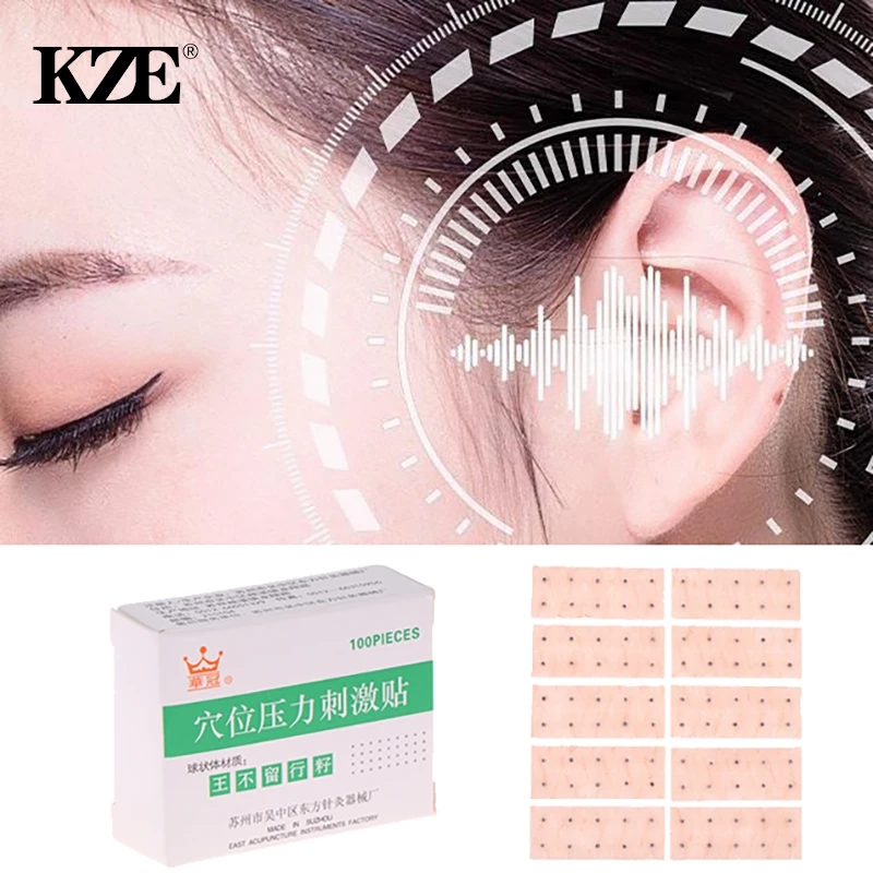 

100 Pcs Ear Massage Stickers Disposable Ear Press Seeds Acupuncture Vaccaria Patch Ear Massage Bean Auriculotherapy