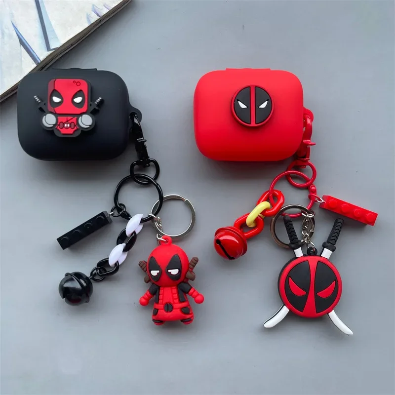 Cartoon Marvel Deadpool Earphone Case for Redmi Buds 6 Active / Buds 4 Active Silicone Protective Cover with Key Chain