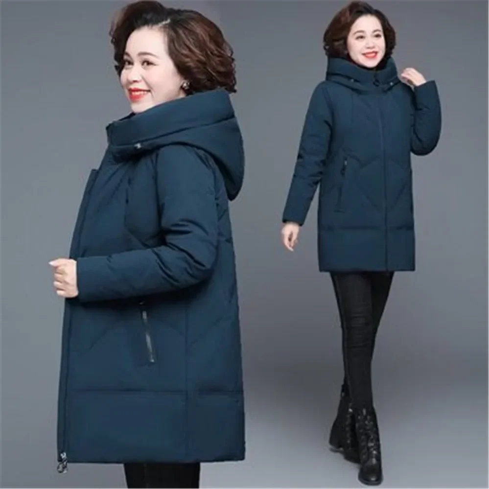 Winter Coat 2021 Middle-aged Mother New Cotton padded Jacket Long Hooded Parka Plus size 5XL Female Windproof Loose Warm Outwear