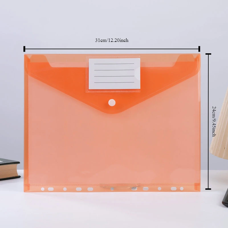 10pcs 11 Holes 31*24cm File Bags with Label Stickers Document Orginizer Storage Bag for Student Test Paper Office Files