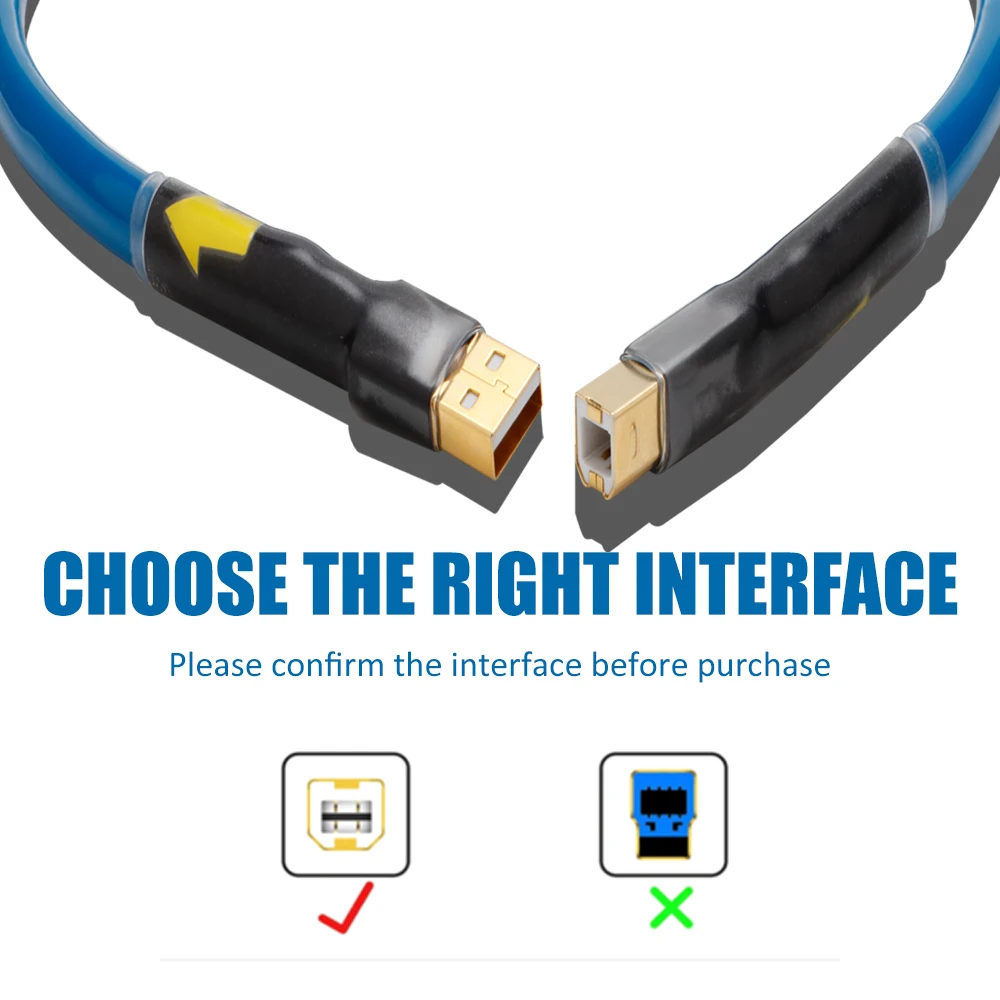 สาย USB เสียงไฮไฟ, สายเคเบิลข้อมูล USB 2.0 A ถึง B, พอร์ตแบน, พอร์ตสี่เหลี่ยม