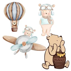 Teddy Bear Cardboard Party Backdrop 18/24/36inch Pilot Bear Hot Air Balloon Bear Cutouts Party Diy Decor Baby Shower Background