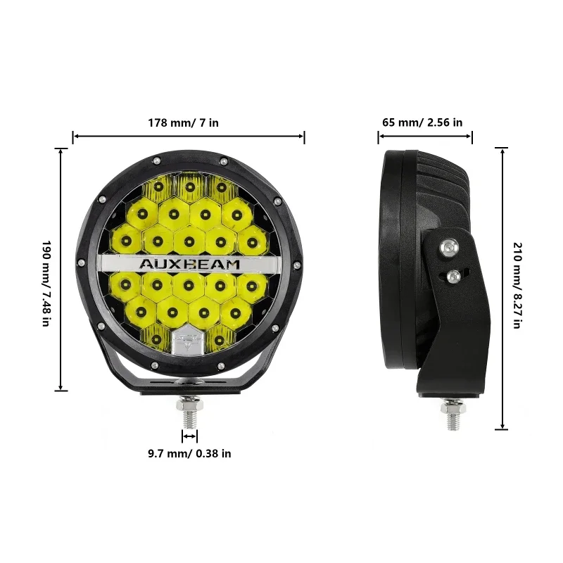 Auxbeam 7 Inch Round LED Driving Light Waterproof Spot Beam Worklight with Harness for Truck Pickup Offroad