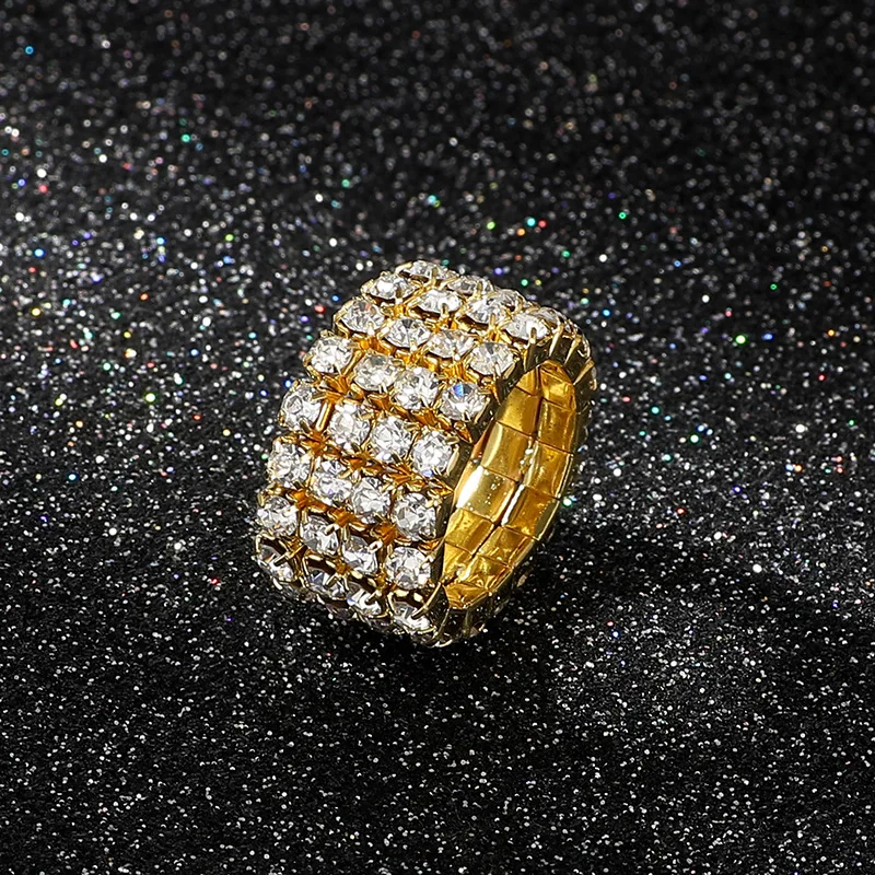 

New Multi layered Elastic Diamond Ring for Women Bride Ring Fashion Jewelry