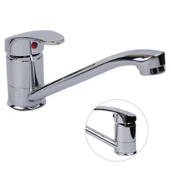 Kitchen Sink Faucet Hot Cold Water Long Spout Mixer Tap Zinc Alloy Single Lever Deck Mounted Bathroom Faucets