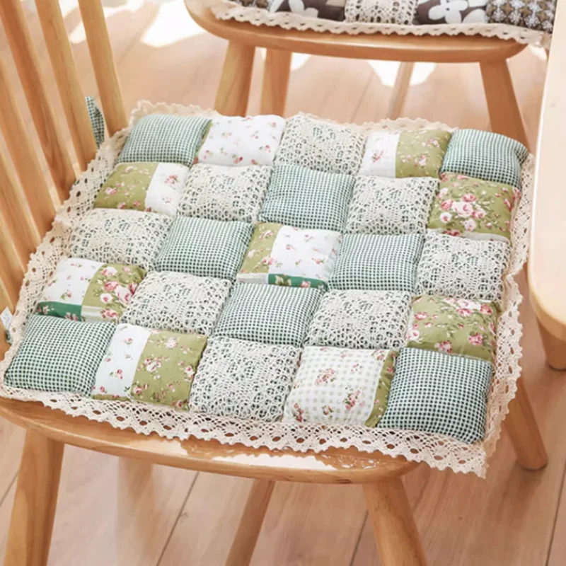 Korean Ins Style Printed Checkered Cushion 1/2Pcs Soft Non-Slip Seat Pad with Strap Girl Comfortable Lace Sedentary Artifact