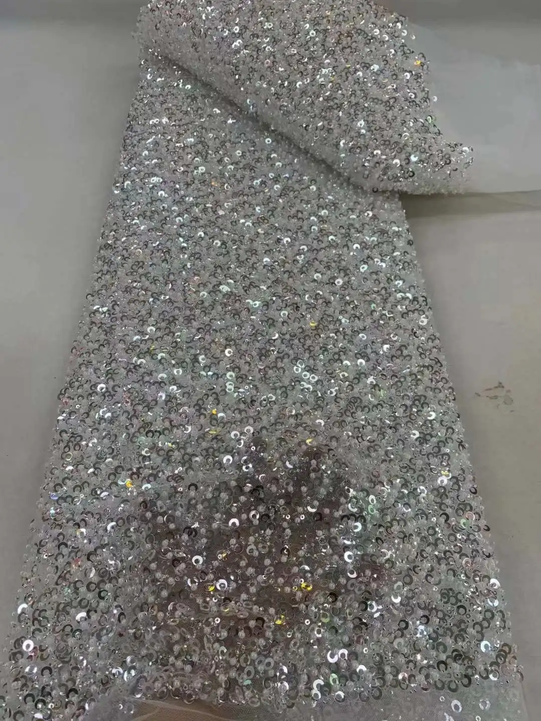 قماش شائع مع أنبوب الخرز ، دانتيل مطرز ، لؤلؤ الخرز ، شبكة فرنسية ، دانتيل نيجيري ، فستان سهرة ، زفاف وحفلات ، جودة عالية #2