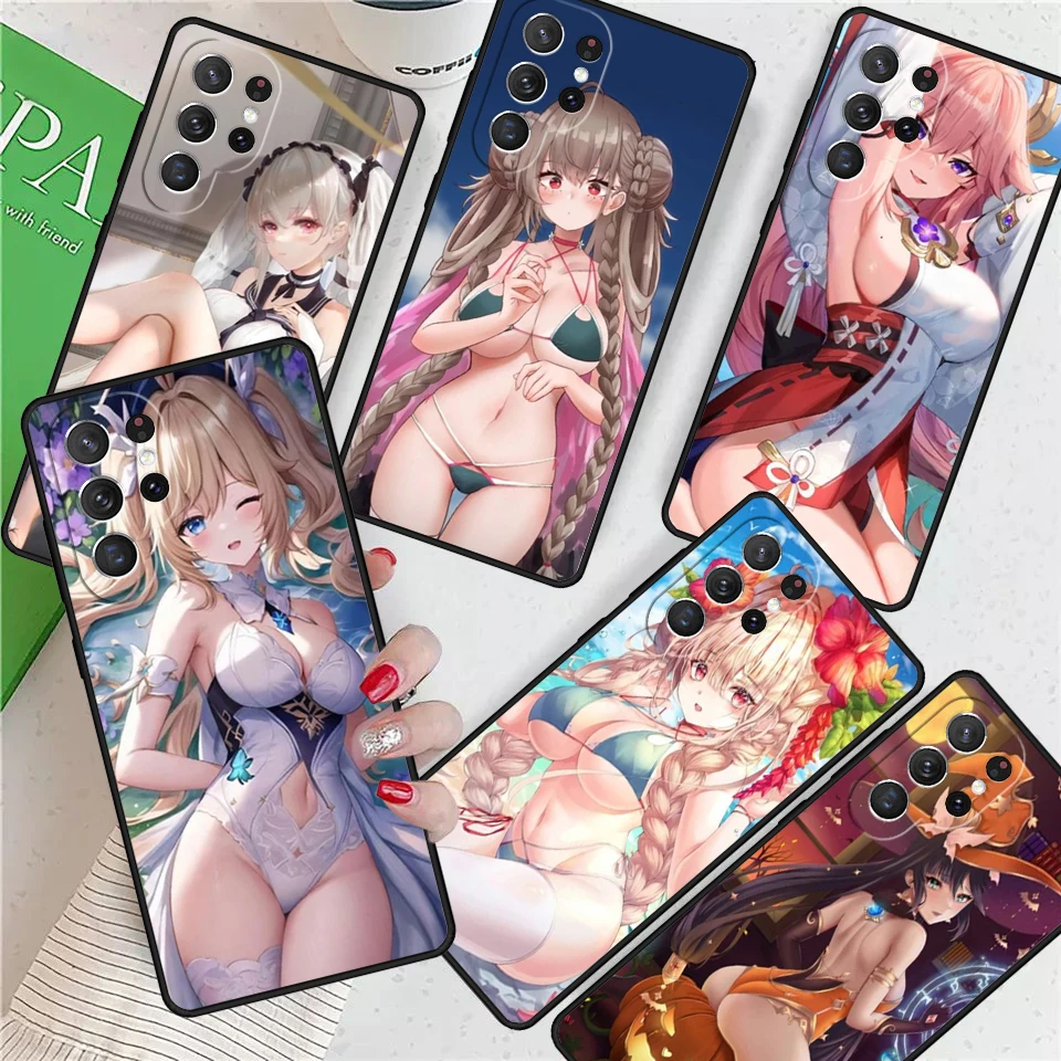 

Чехол для телефона Genshin Impact Sexy Cute Girl For Samsung Galaxy S24 Ultra S21 S22 S8 S9 S10E Note 10 20 Plus FE S23