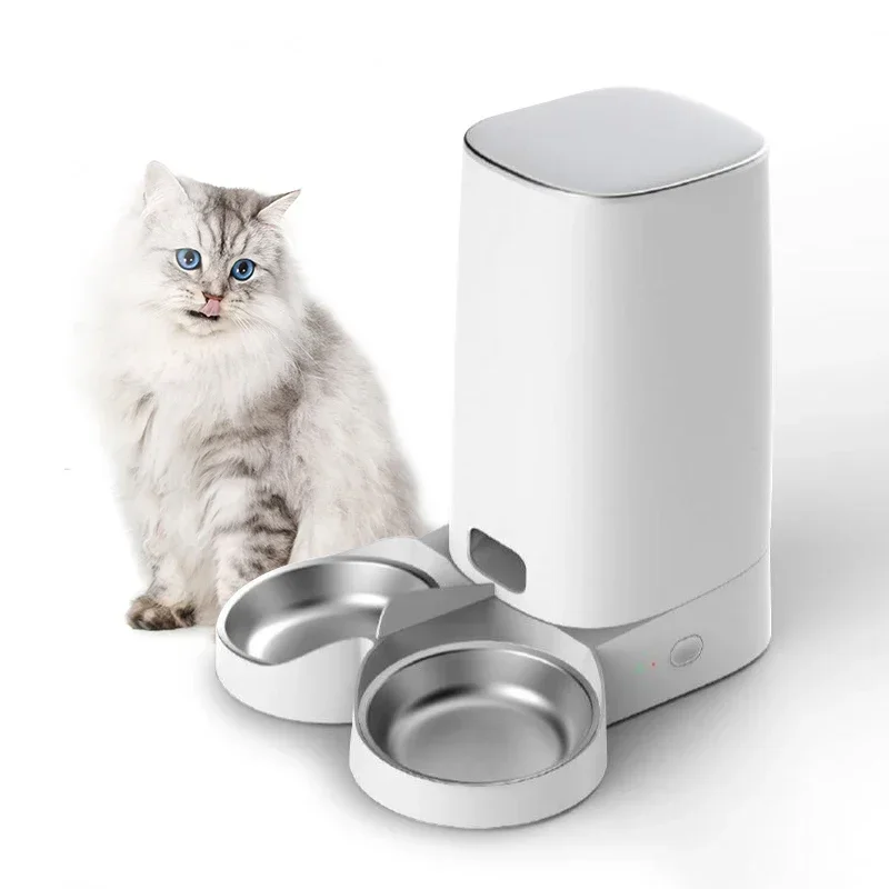 

4L Automatic Smart Pet Feeder for Cats & Dogs Single/Dual Pet Bowls Optional Stainless Steel Bowl Key/Wifi App Control