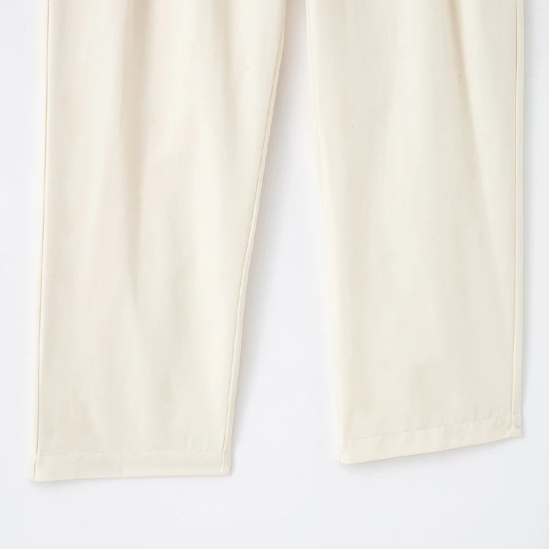 Willshela سراويل نسائية عصرية باللون البيج بسحاب أمامي مطوي مستقيمة عتيقة بخصر عالٍ بطول كامل سراويل نسائية أنيقة #6