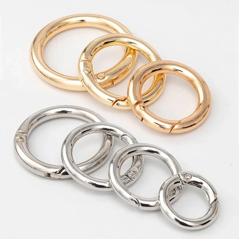 5pcs Metal O Ring Spring Clasps for DIY Jewelry Openable Round Carabiner Keychain Bag Clips Hook Dog Chain Buckles Connector Bow