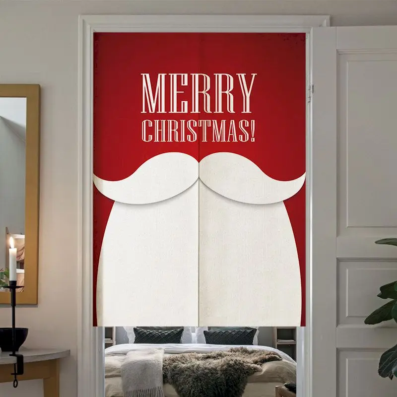 VIKAMA Fair Isle Dachshund Santa Noren Door Curtain, 6 Designs, Doorway Decor for Bedroom Living Room Kitchen