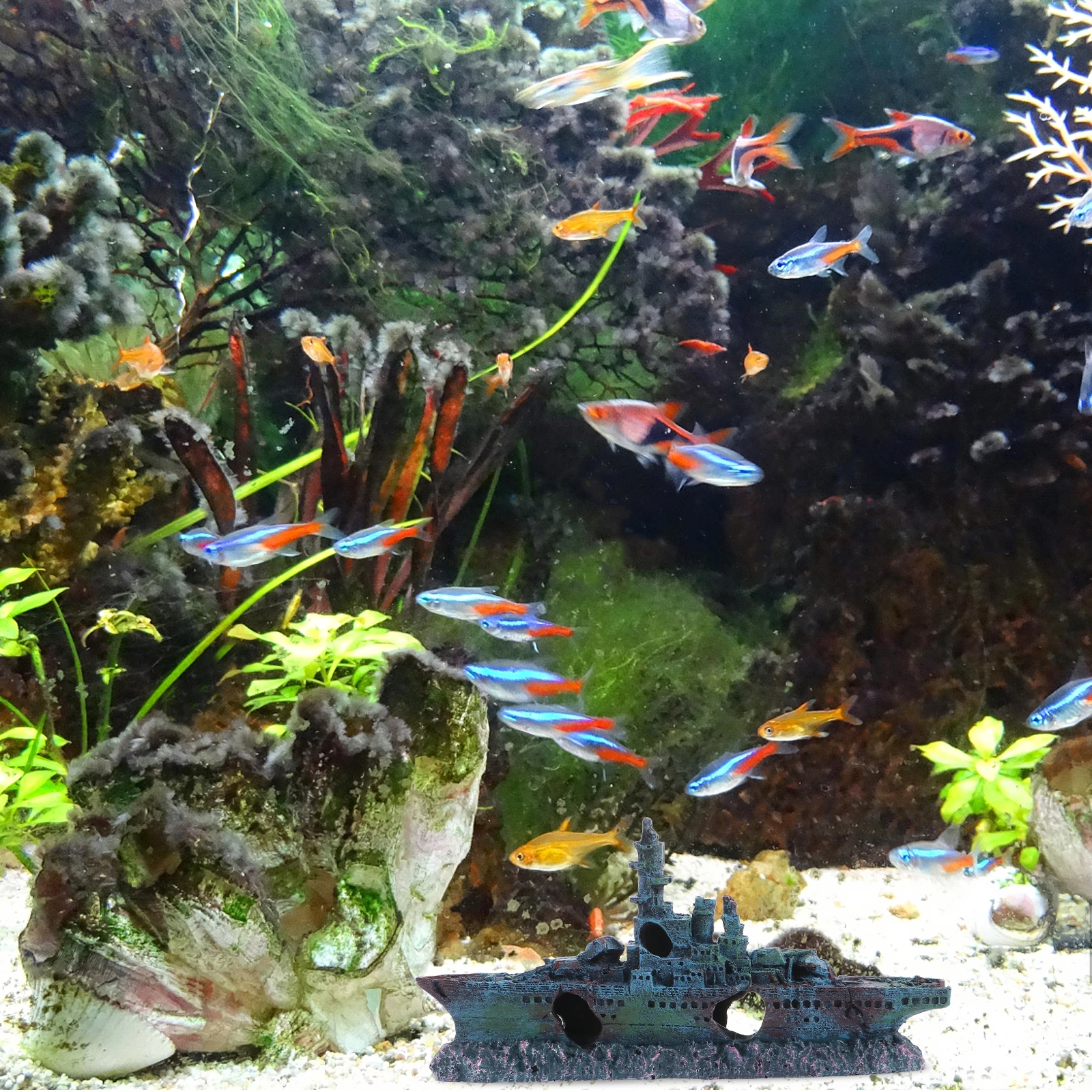 

1Pcs Aquarium Shipwreck Resin Decoration Fish Tank Ornament Creative Artificial Decor for Fresh Salt Water Landscape