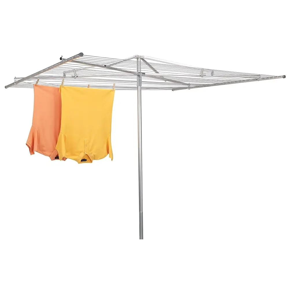 

Free Shipping17130-1 Rotary Outdoor Umbrella Drying Rack | Aluminum | 30-Lines with 210 ft. Clothesline,Silver