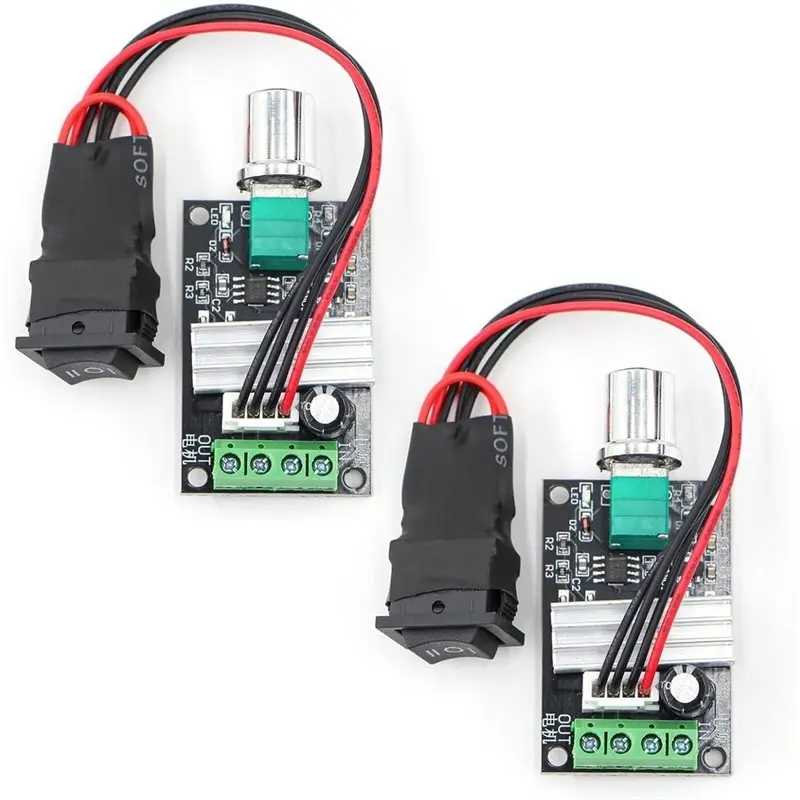 ALIM-For Low Voltage Brushed DC Gear Motors 6V-28V 3A PWM DC Motor Speed Controller- Reversible Speed Regulator(2PCS)