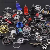 Creative Engine Piston Keychain Metal Car Auto Parts Speed Gearbox Absorber Steering Wheel Pendant With Key Holder Men Gifts