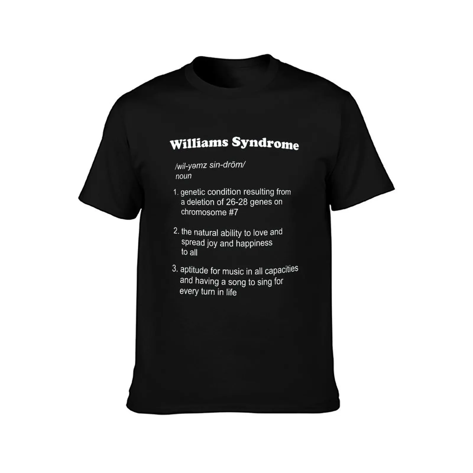 Williams Syndrome Definition Music T-Shirt Summer Casual Cotton Tee Oversized Streetwear Tops Vintage Graphic Print
