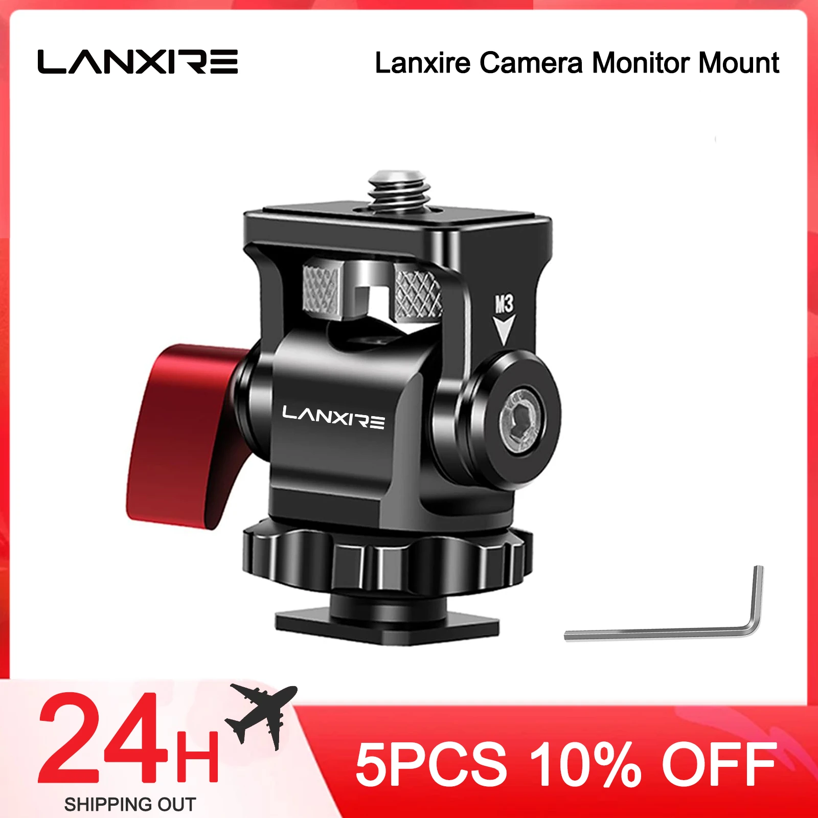 

Lanxire Camera Monitor Mount, Field Monitor Mount Holder with Cold Shoe, Swivel 360° and Tilt 180° Adjustable for 5-7″ Monitor