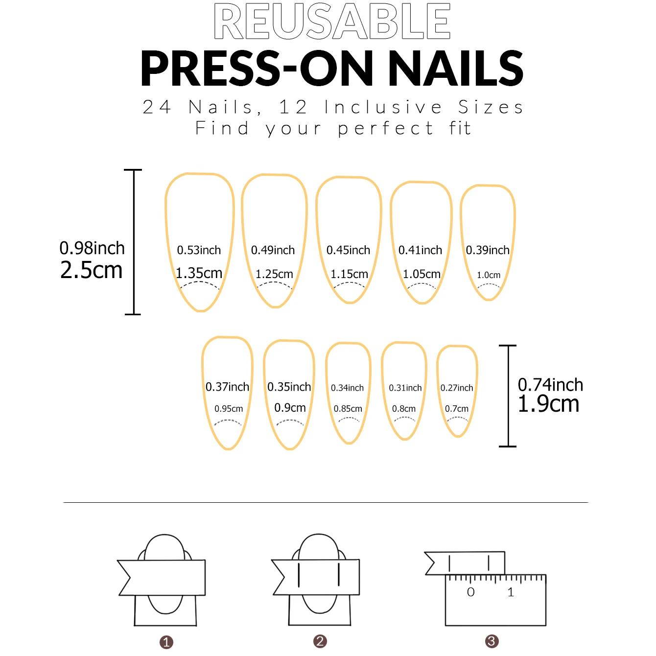 24-teiliges Set für sofortiges Makeover mit roten französischen Mandel-Kunstnägeln, 1 Nagelfeile & 1 Nagelkleber-Aufkleber-Set – Detail 12